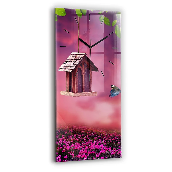 Vertikale Uhr mit motiv Vogelhaus