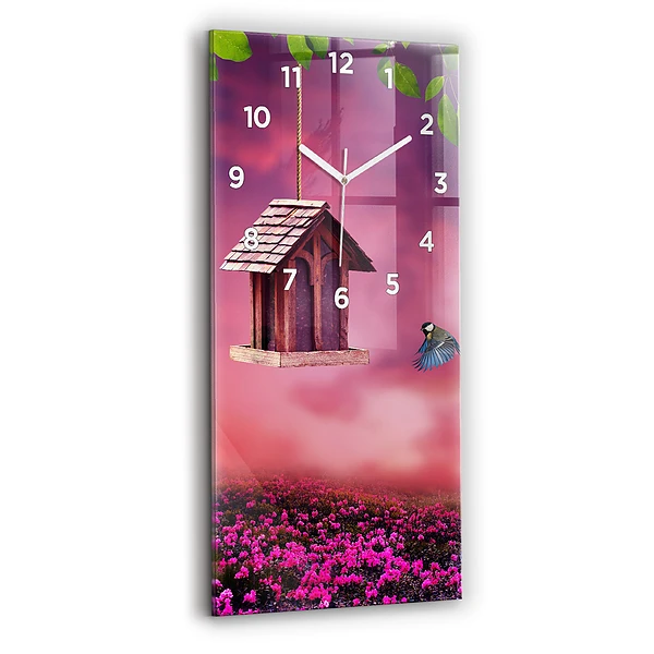 Vertikale Uhr mit motiv Vogelhaus