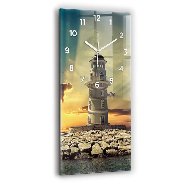 Vertikale Uhr mit motiv Leuchtturm am Meer