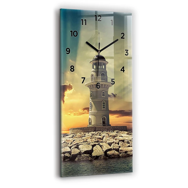 Vertikale Uhr mit motiv Leuchtturm am Meer