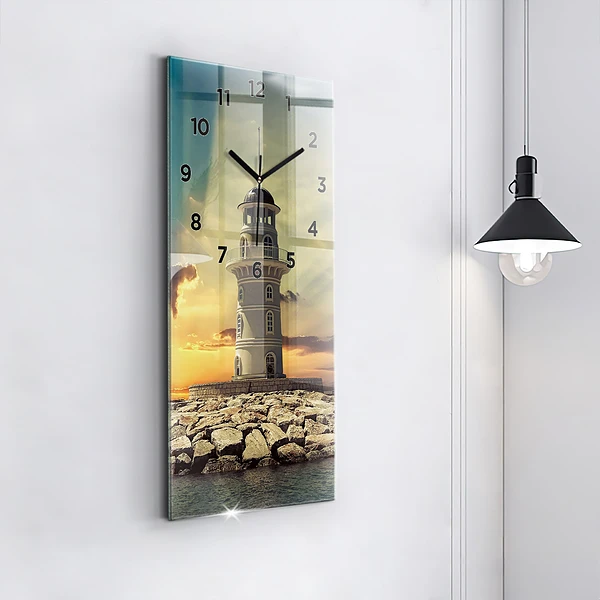 Vertikale Uhr mit motiv Leuchtturm am Meer