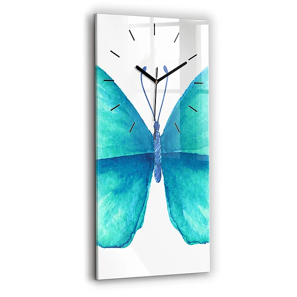 Vertikale Uhr mit motiv Türkisfarbener Sommerschmetterling