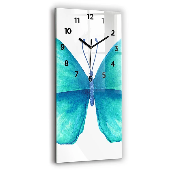 Vertikale Uhr mit motiv Türkisfarbener Sommerschmetterling