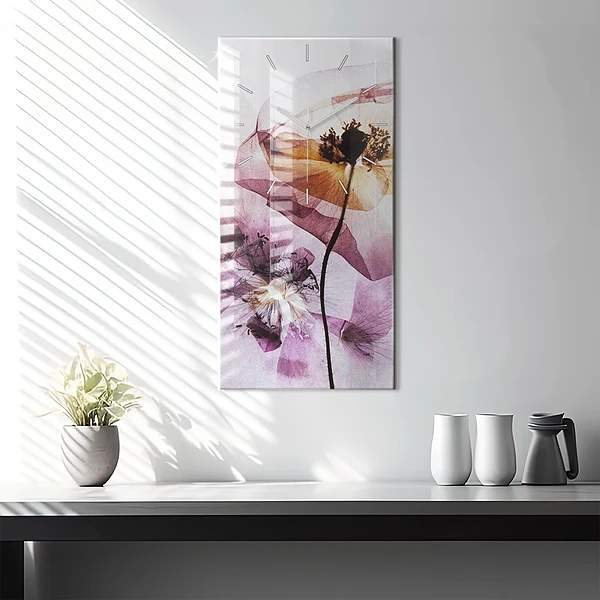 Vertikale Uhr mit motiv Trockene Mohnblumen