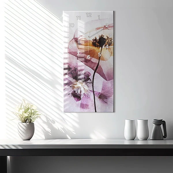 Vertikale Uhr mit motiv Trockene Mohnblumen
