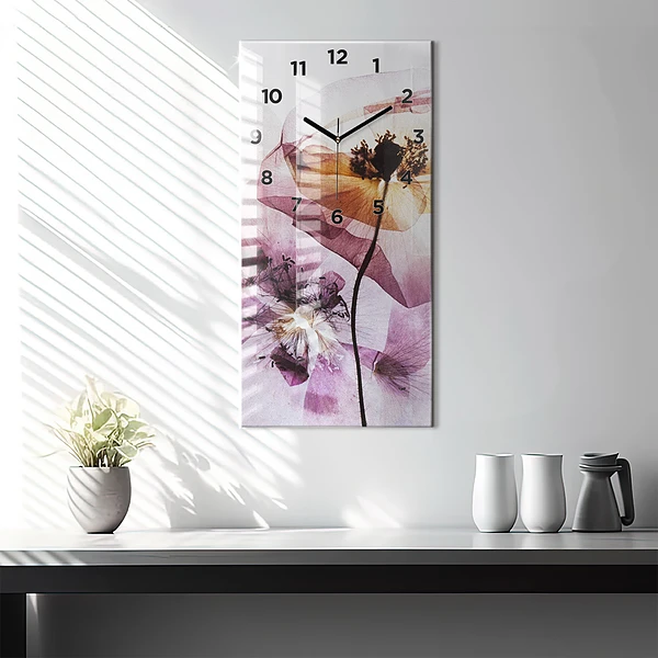 Vertikale Uhr mit motiv Trockene Mohnblumen