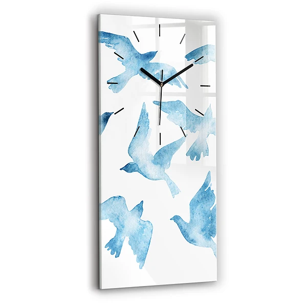 Vertikale Uhr mit motiv Fliegende blaue Vögel