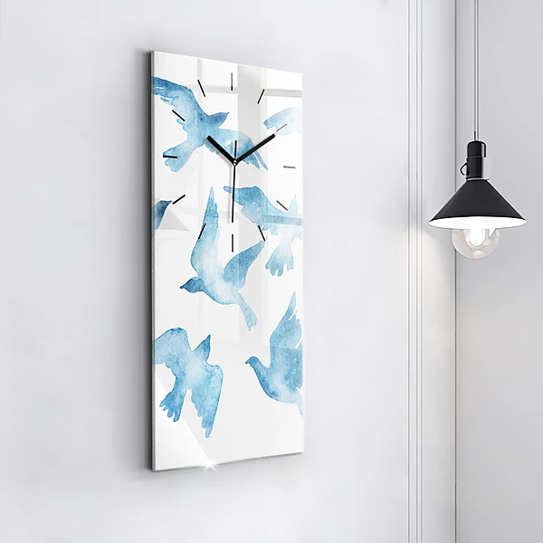 Vertikale Uhr mit motiv Fliegende blaue Vögel