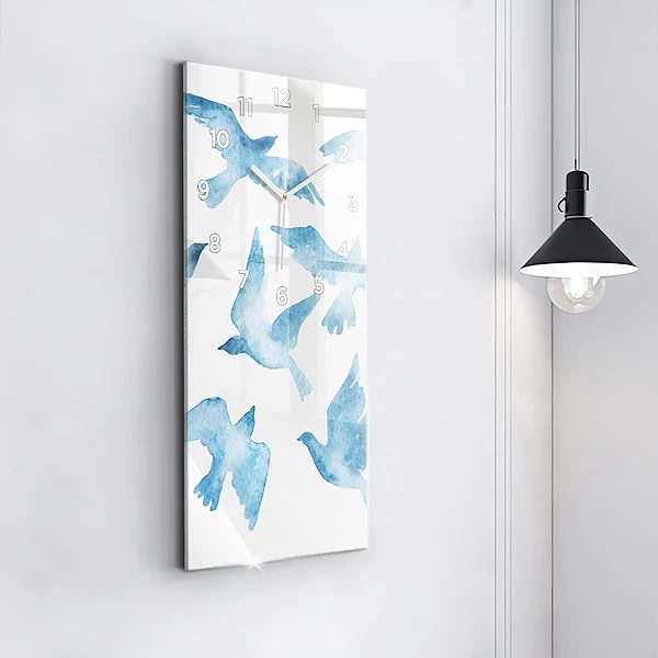 Vertikale Uhr mit motiv Fliegende blaue Vögel