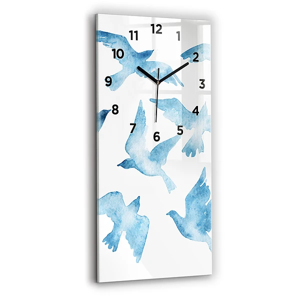 Vertikale Uhr mit motiv Fliegende blaue Vögel
