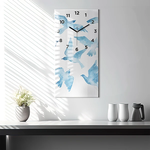 Vertikale Uhr mit motiv Fliegende blaue Vögel