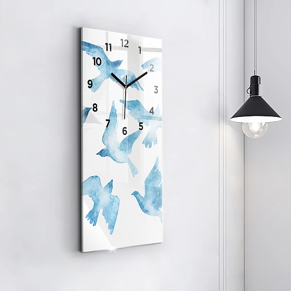 Vertikale Uhr mit motiv Fliegende blaue Vögel