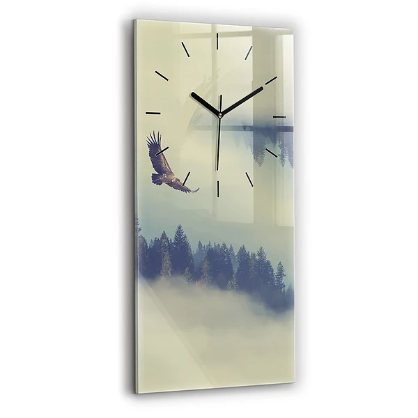 Vertikale Uhr mit motiv Nebliger Wald Adler