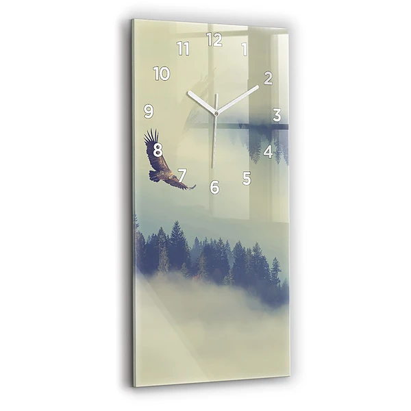 Vertikale Uhr mit motiv Nebliger Wald Adler