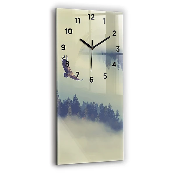 Vertikale Uhr mit motiv Nebliger Wald Adler