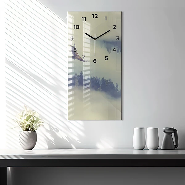 Vertikale Uhr mit motiv Nebliger Wald Adler