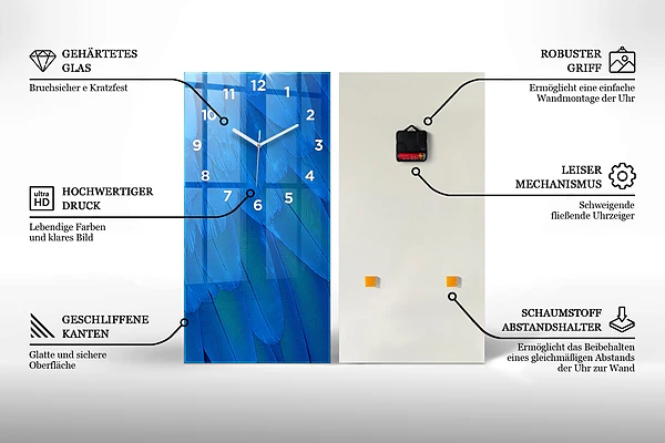 Vertikale Uhr Bunte Vogelfedern