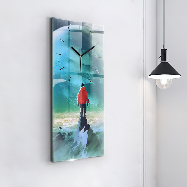 Vertikale Uhr mit motiv Mann auf dem Mond