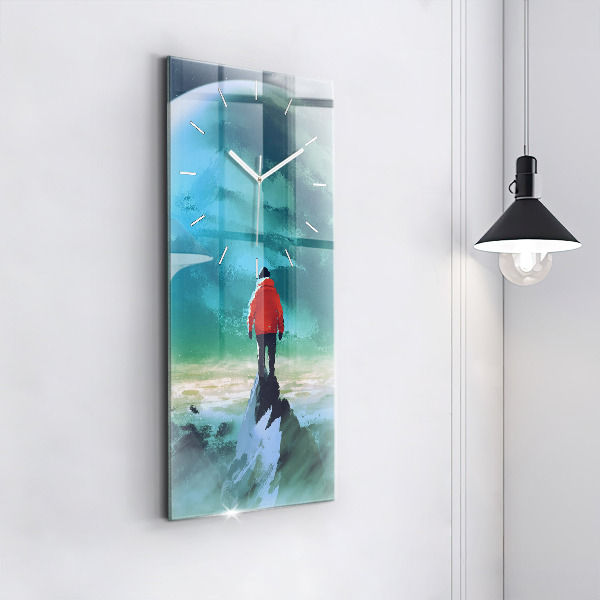 Vertikale Uhr mit motiv Mann auf dem Mond