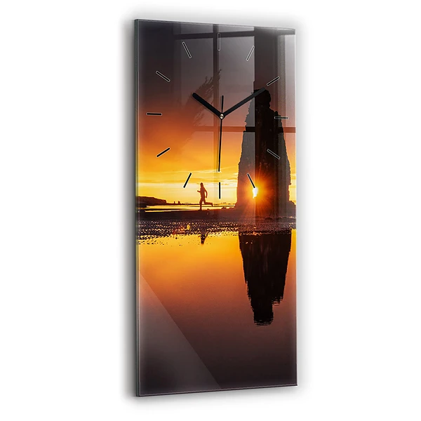 Vertikale Uhr mit motiv Läufer und Sonnenuntergang