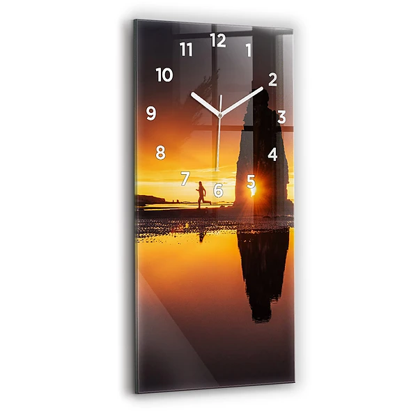 Vertikale Uhr mit motiv Läufer und Sonnenuntergang