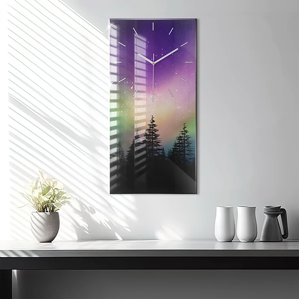 Vertikale Uhr mit motiv Aurora Borealis