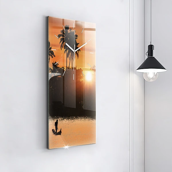 Vertikale Uhr mit motiv Sonnenuntergang Palmen Urlaub
