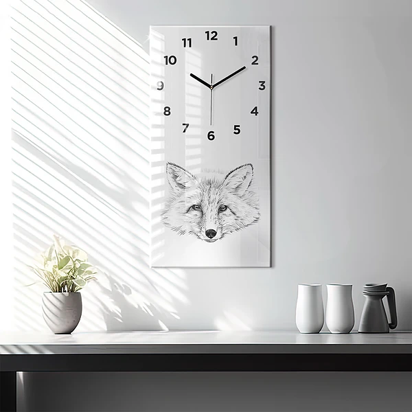 Vertikale Uhr mit motiv Vektor-Fuchs-Kopf