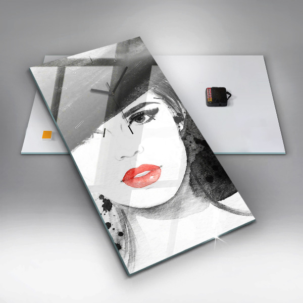 Vertikale Uhr Frau mit Hut