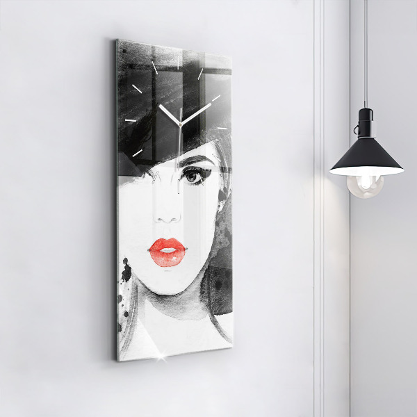 Vertikale Uhr Frau mit Hut