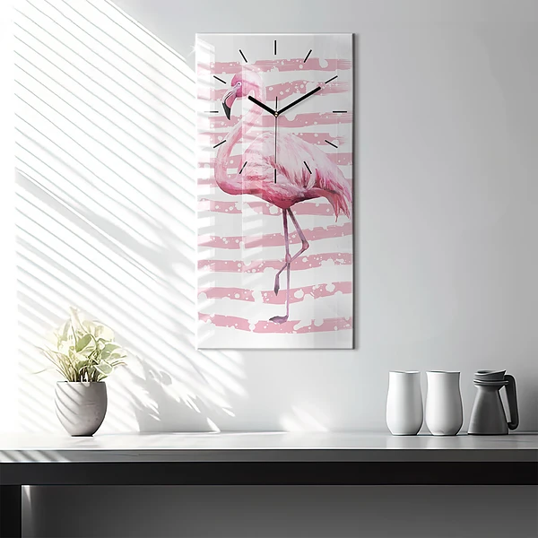 Vertikale Uhr Flamingo-Grafik