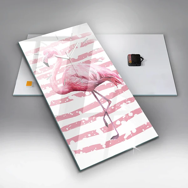 Vertikale Uhr Flamingo-Grafik