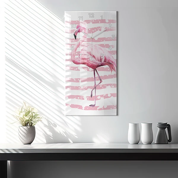 Vertikale Uhr Flamingo-Grafik