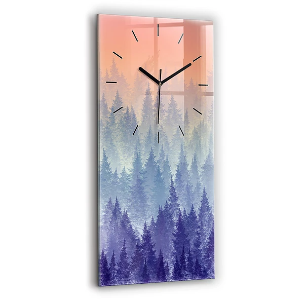 Vertikale Uhr mit motiv Wald im Nebel