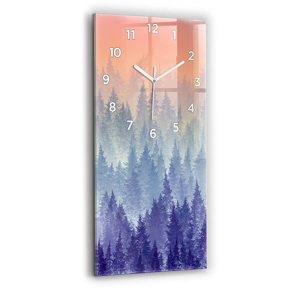 Vertikale Uhr mit motiv Wald im Nebel