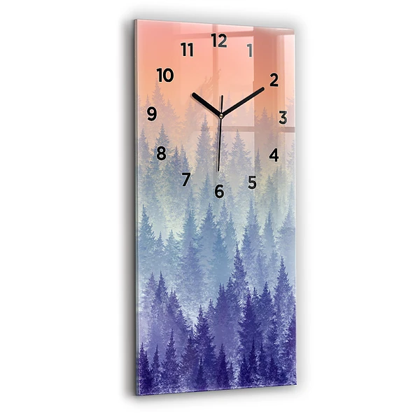 Vertikale Uhr mit motiv Wald im Nebel