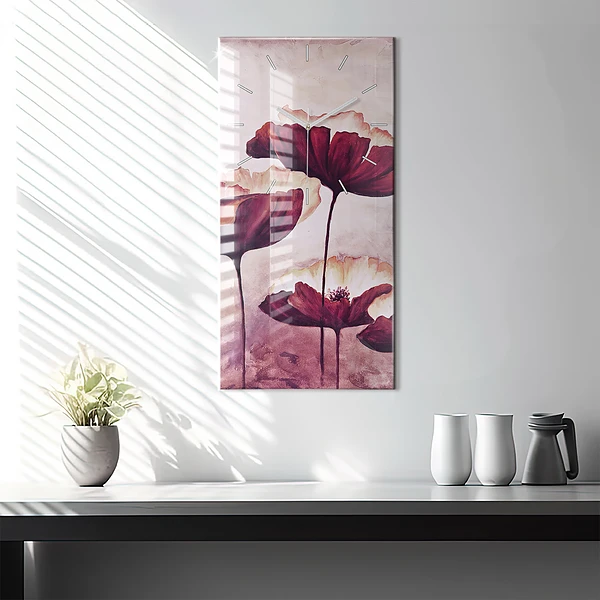 Vertikale Uhr mit motiv Blumen Blühender Mohn