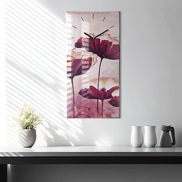 Vertikale Uhr mit motiv Blumen Blühender Mohn