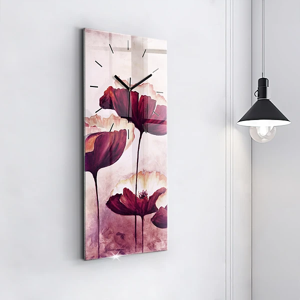 Vertikale Uhr mit motiv Blumen Blühender Mohn