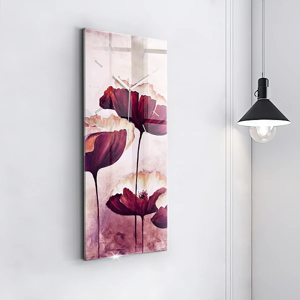 Vertikale Uhr mit motiv Blumen Blühender Mohn