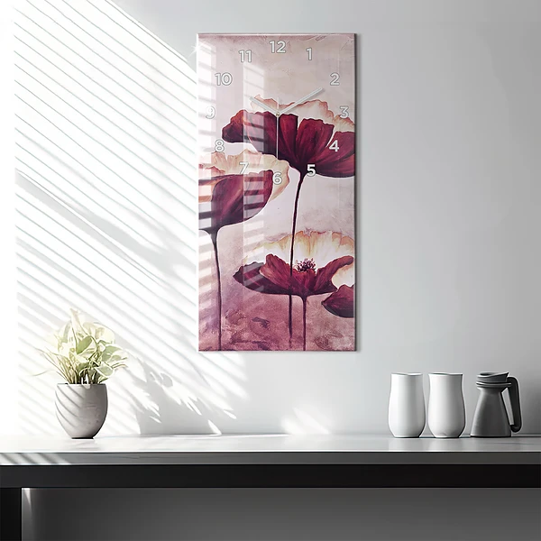 Vertikale Uhr mit motiv Blumen Blühender Mohn