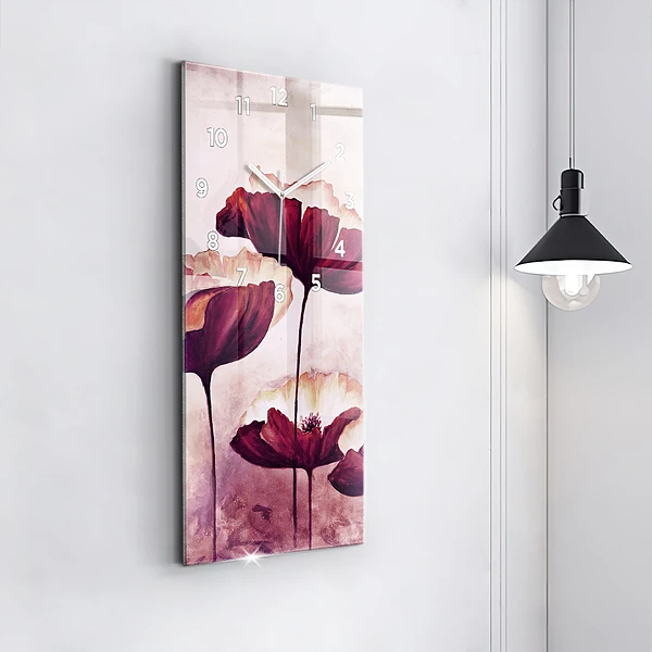 Vertikale Uhr mit motiv Blumen Blühender Mohn