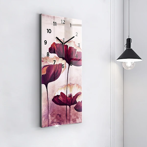 Vertikale Uhr mit motiv Blumen Blühender Mohn