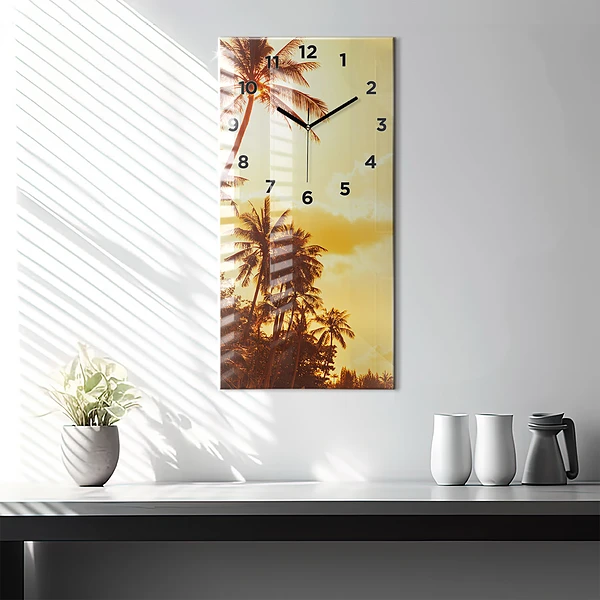Vertikale Uhr mit motiv Sonnige Palmen