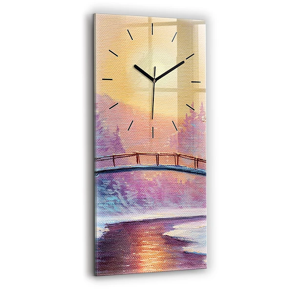 Vertikale Uhr mit motiv Weihnachtsbaum und Brücke