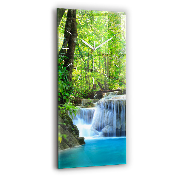 Vertikale Uhr mit motiv Wasserfall im Wald