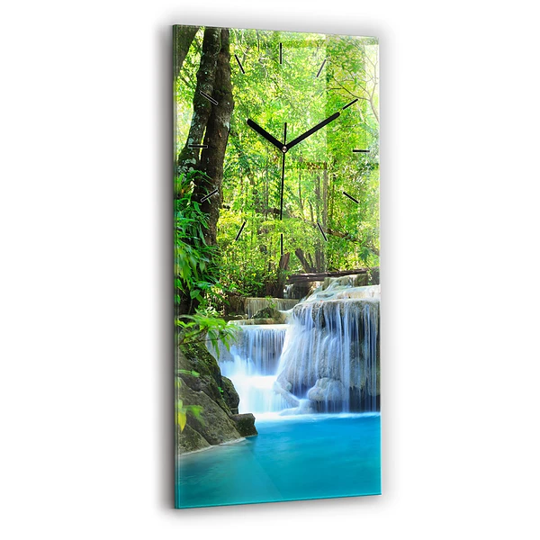 Vertikale Uhr mit motiv Wasserfall im Wald