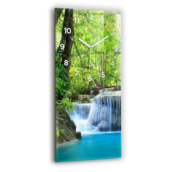 Vertikale Uhr mit motiv Wasserfall im Wald