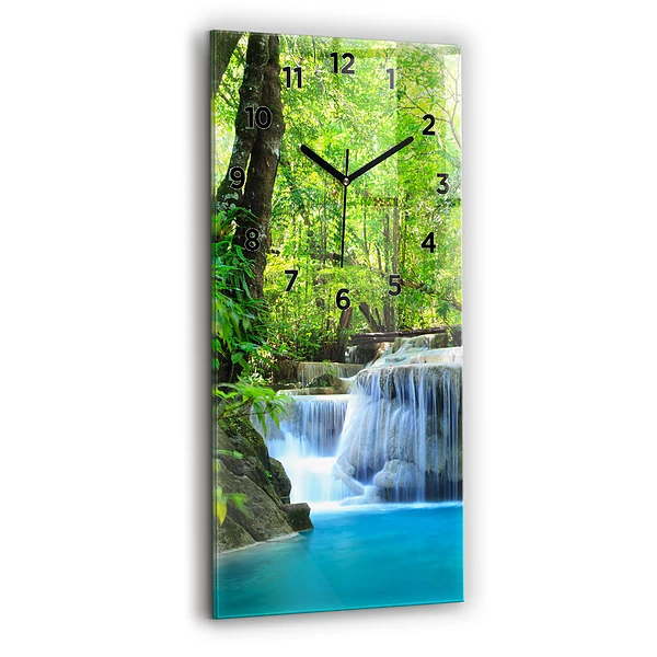 Vertikale Uhr mit motiv Wasserfall im Wald