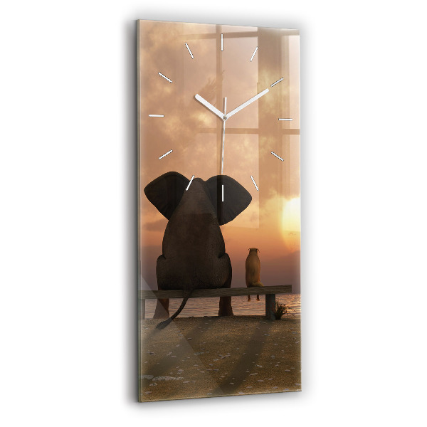 Vertikale Uhr mit motiv Tiere im Sonnenuntergang